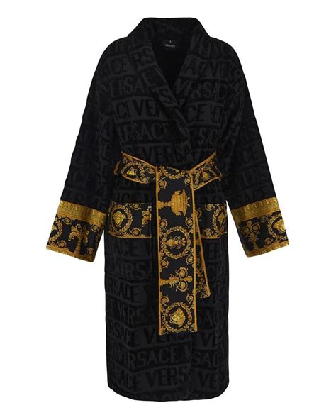 versace men's barocco sleeve robe black|Versace i love baroque bathrobe.